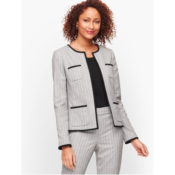 Talbots Westport Tweed Jacket Blazer Open Front Lightweight Lined with Pockets 2 - Picture 7 of 7
